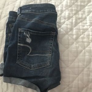 American Eagle Ripped Dark Wash Jean shorts